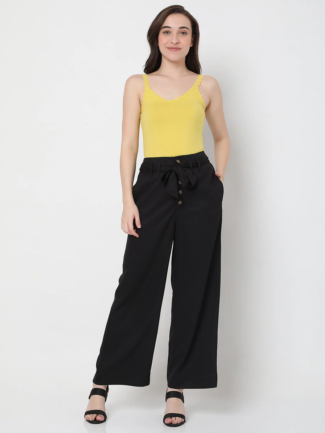 Black High Rise Wide Leg Pants - Image 5