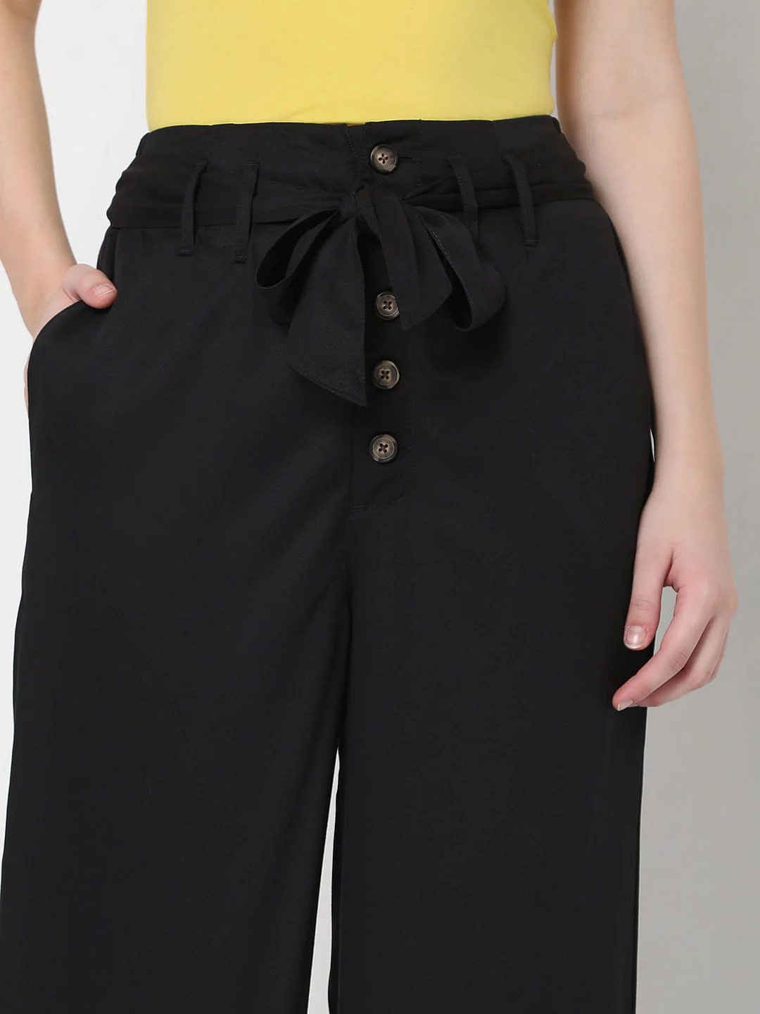 Black High Rise Wide Leg Pants - Image 6