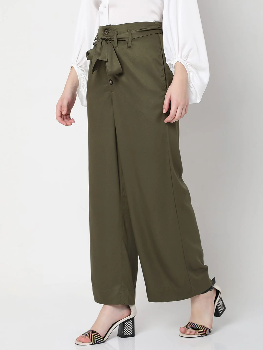 Olive High Rise Wide Leg Pants - Image 3