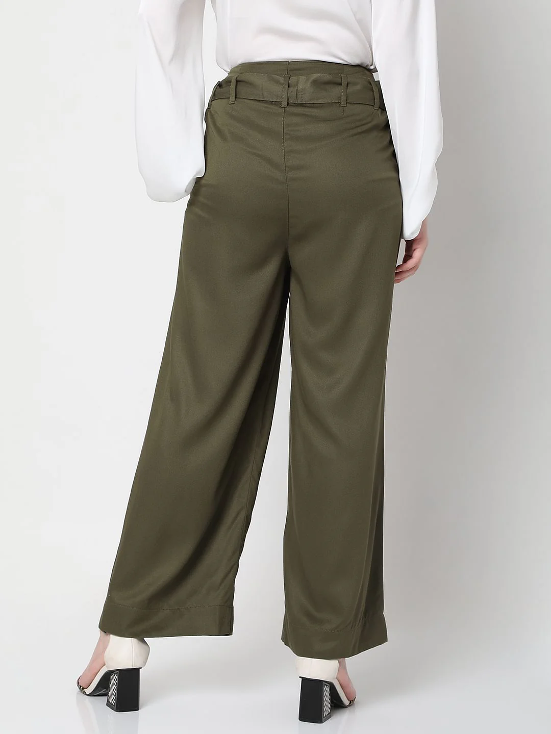 Olive High Rise Wide Leg Pants - Image 4