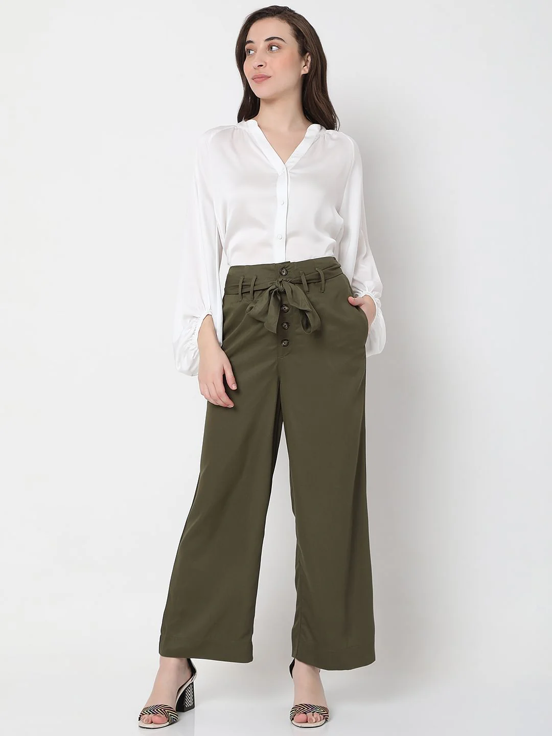 Olive High Rise Wide Leg Pants - Image 5