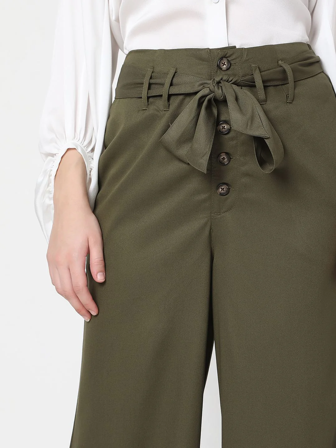 Olive High Rise Wide Leg Pants - Image 6