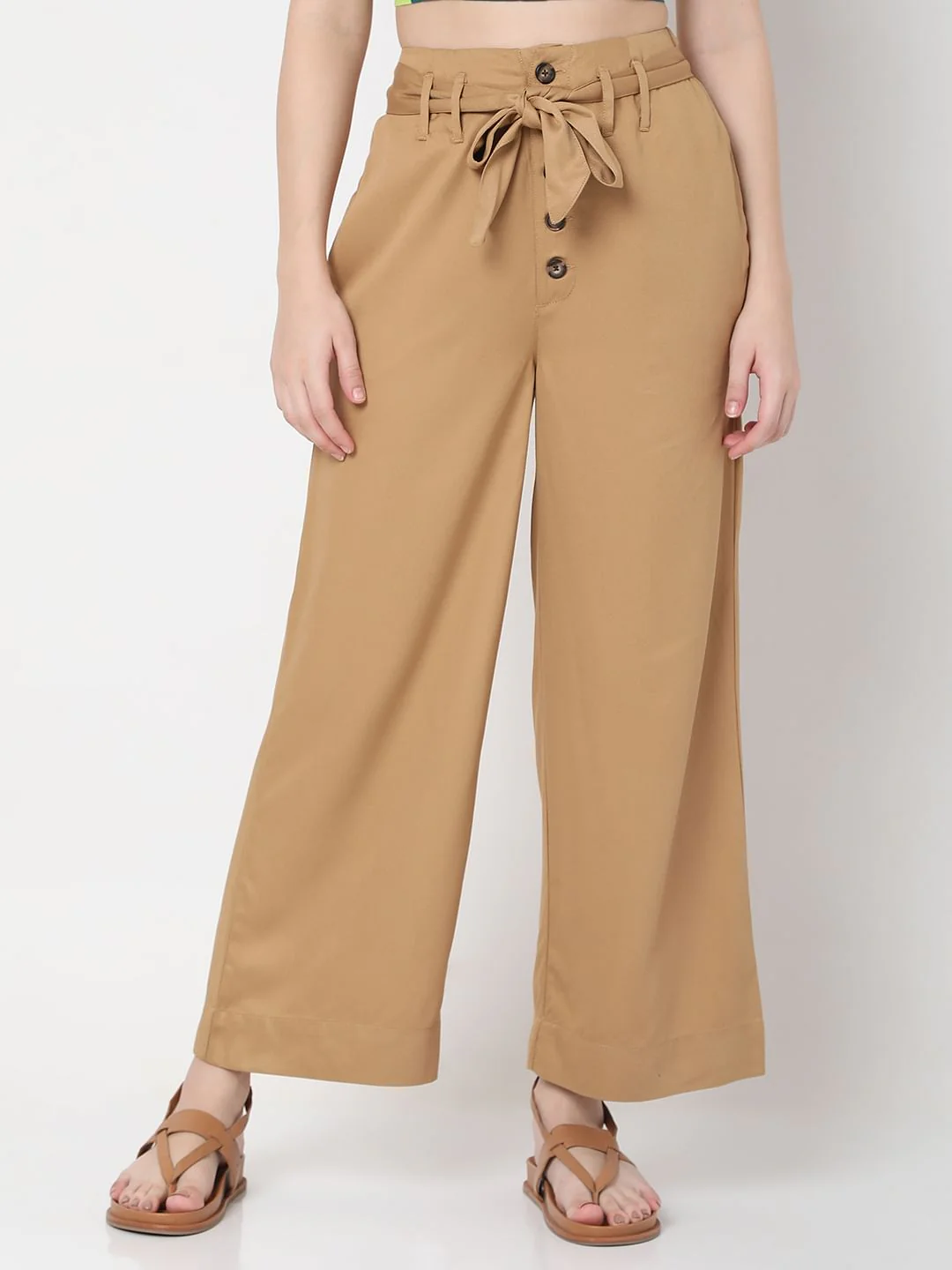 Brown High Rise Wide Leg Pants - Image 2
