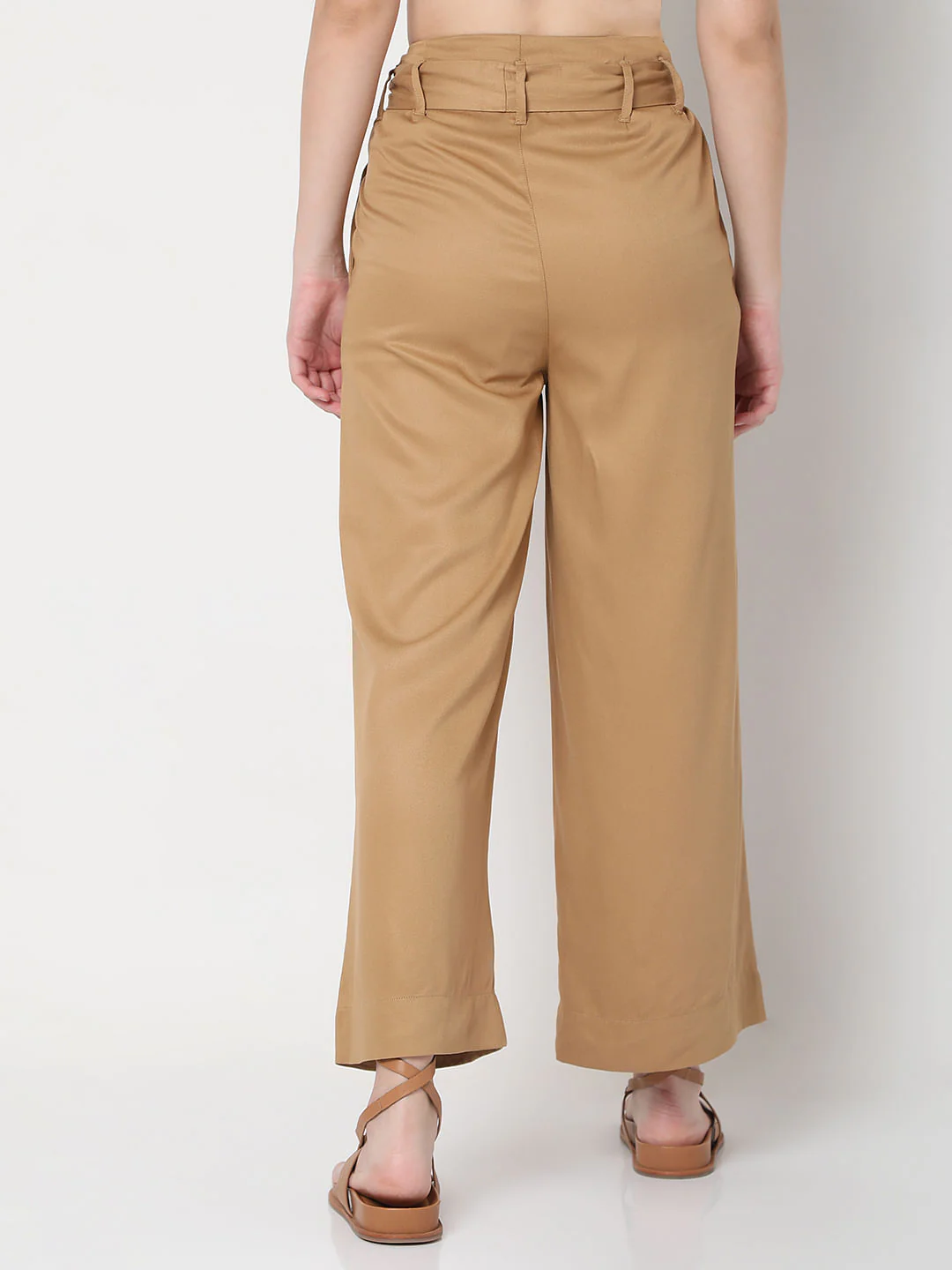 Brown High Rise Wide Leg Pants - Image 4