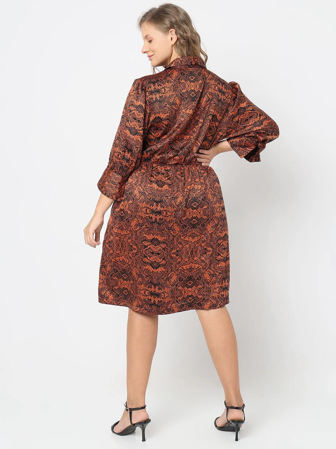 Curve Brown Animal Print Wrap Dress - Image 4
