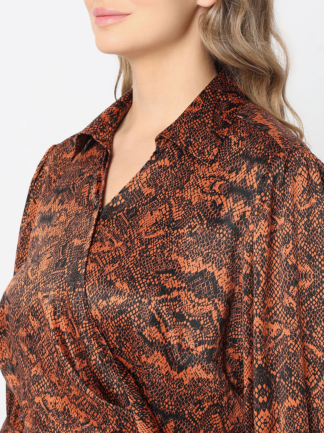 Curve Brown Animal Print Wrap Dress - Image 5