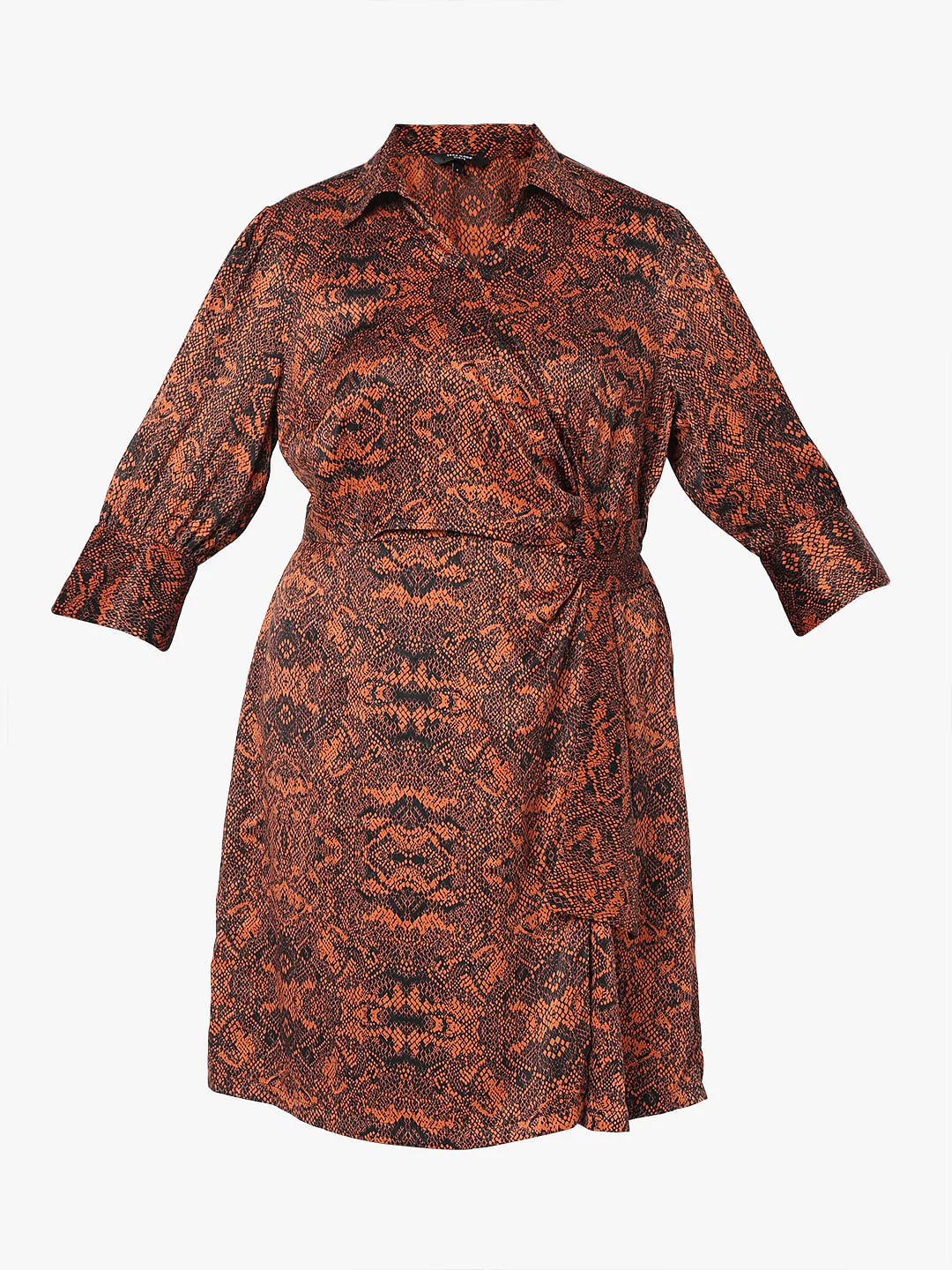 Curve Brown Animal Print Wrap Dress - Image 7
