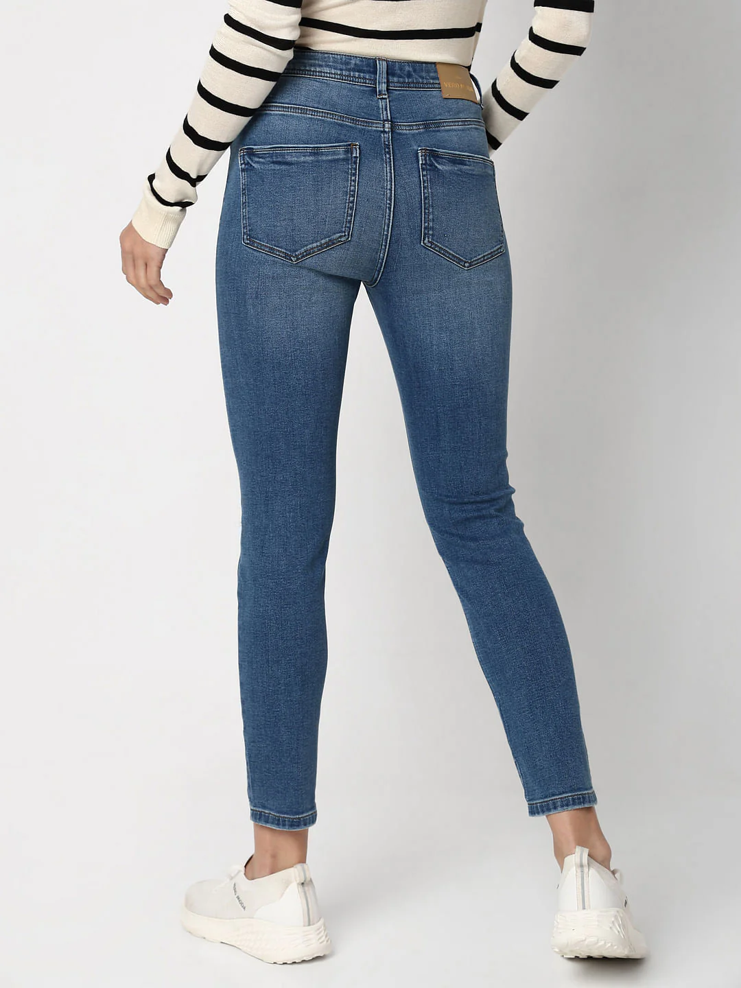 Blue Mid Rise Distressed Wendy Skinny Jeans - Image 4