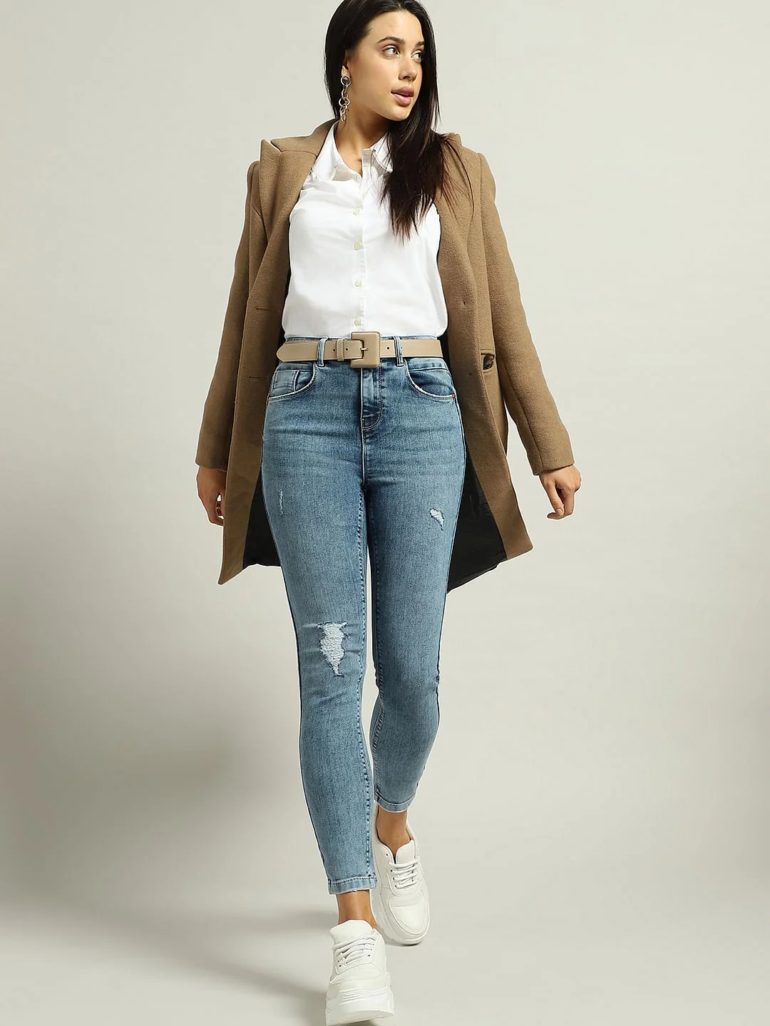 Blue Mid Rise Distressed Wendy Skinny Jeans