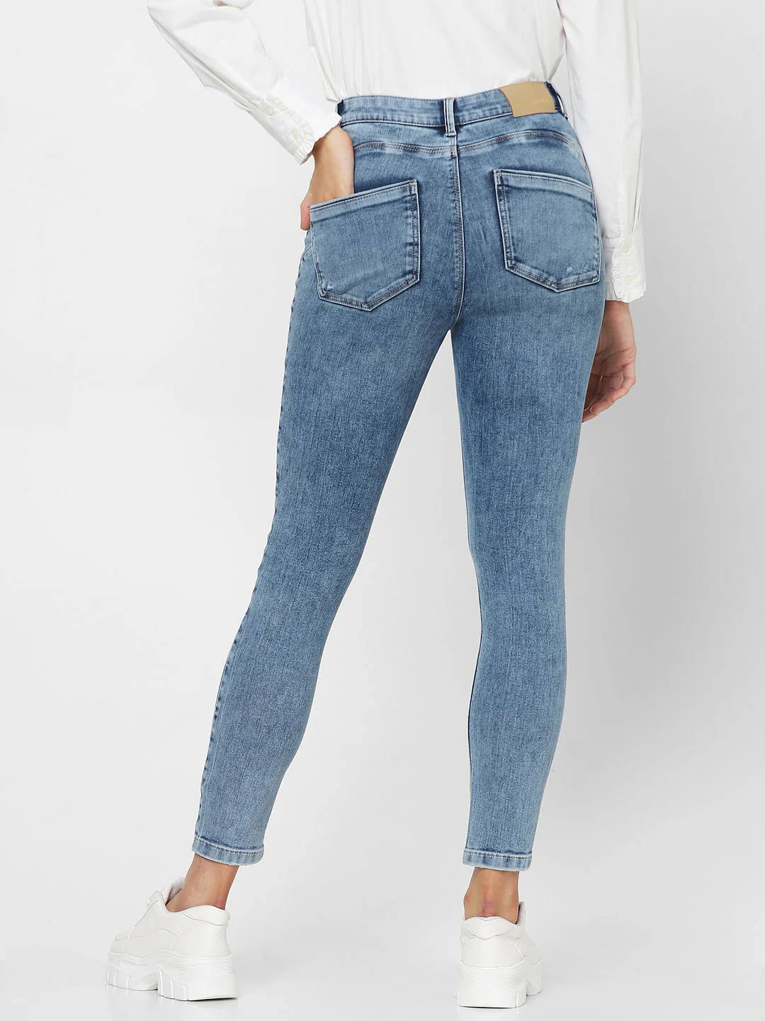 Blue Mid Rise Distressed Wendy Skinny Jeans - Image 4
