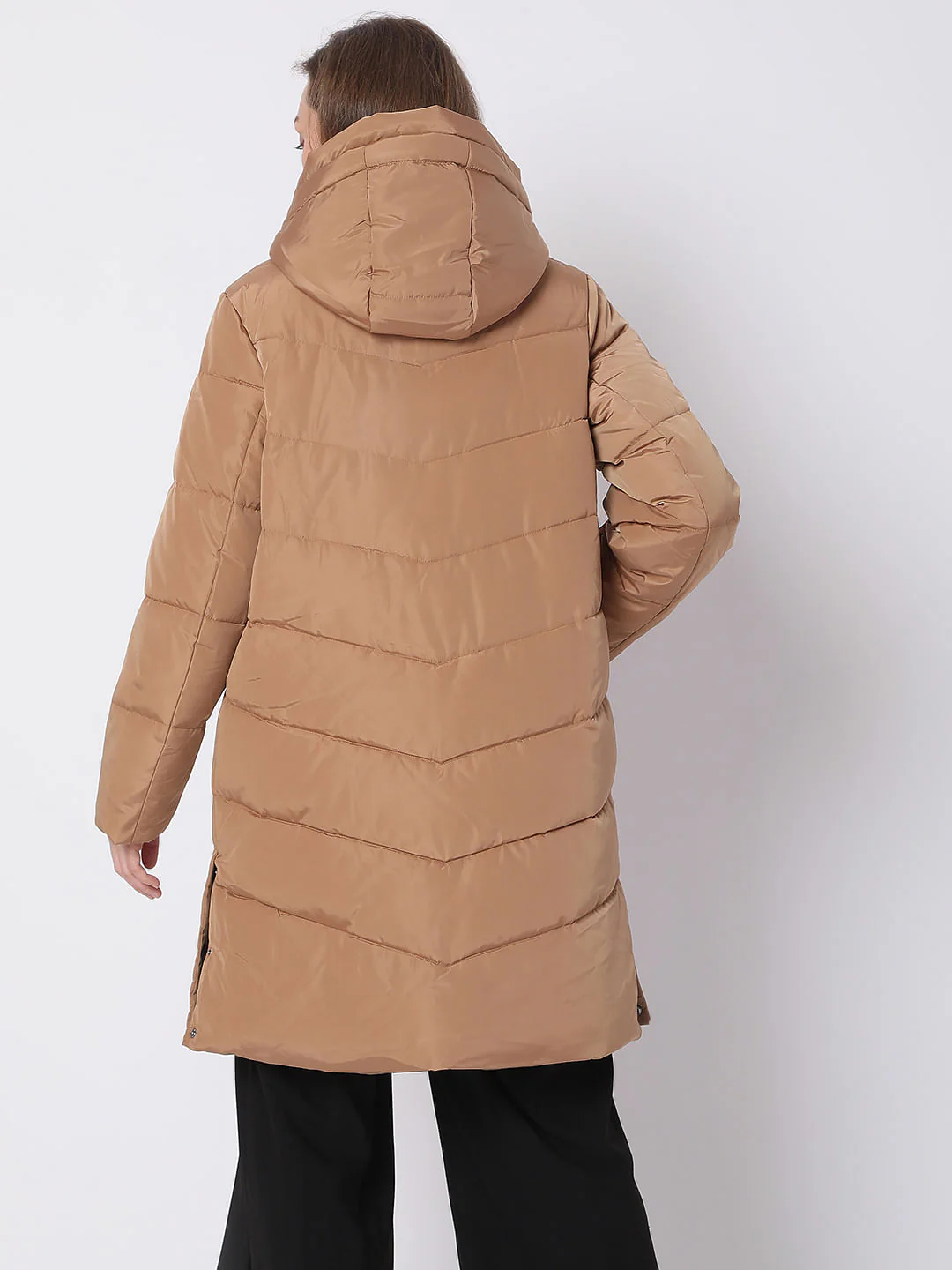Light Brown Hooded Puffer Coat - Image 4