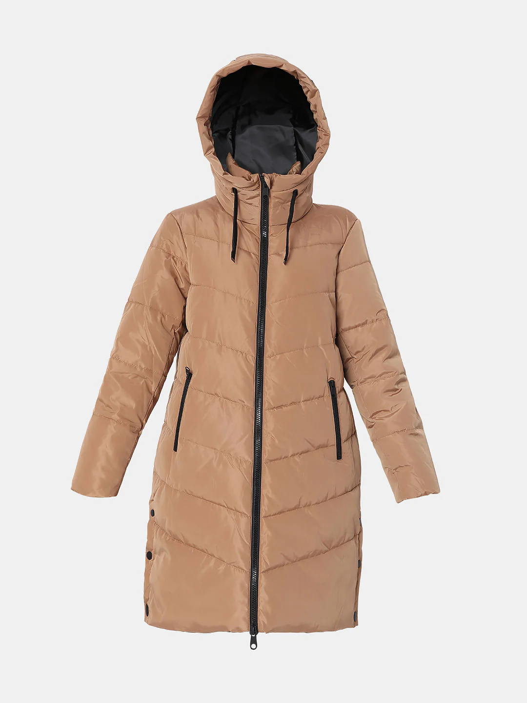 Light Brown Hooded Puffer Coat - Image 7