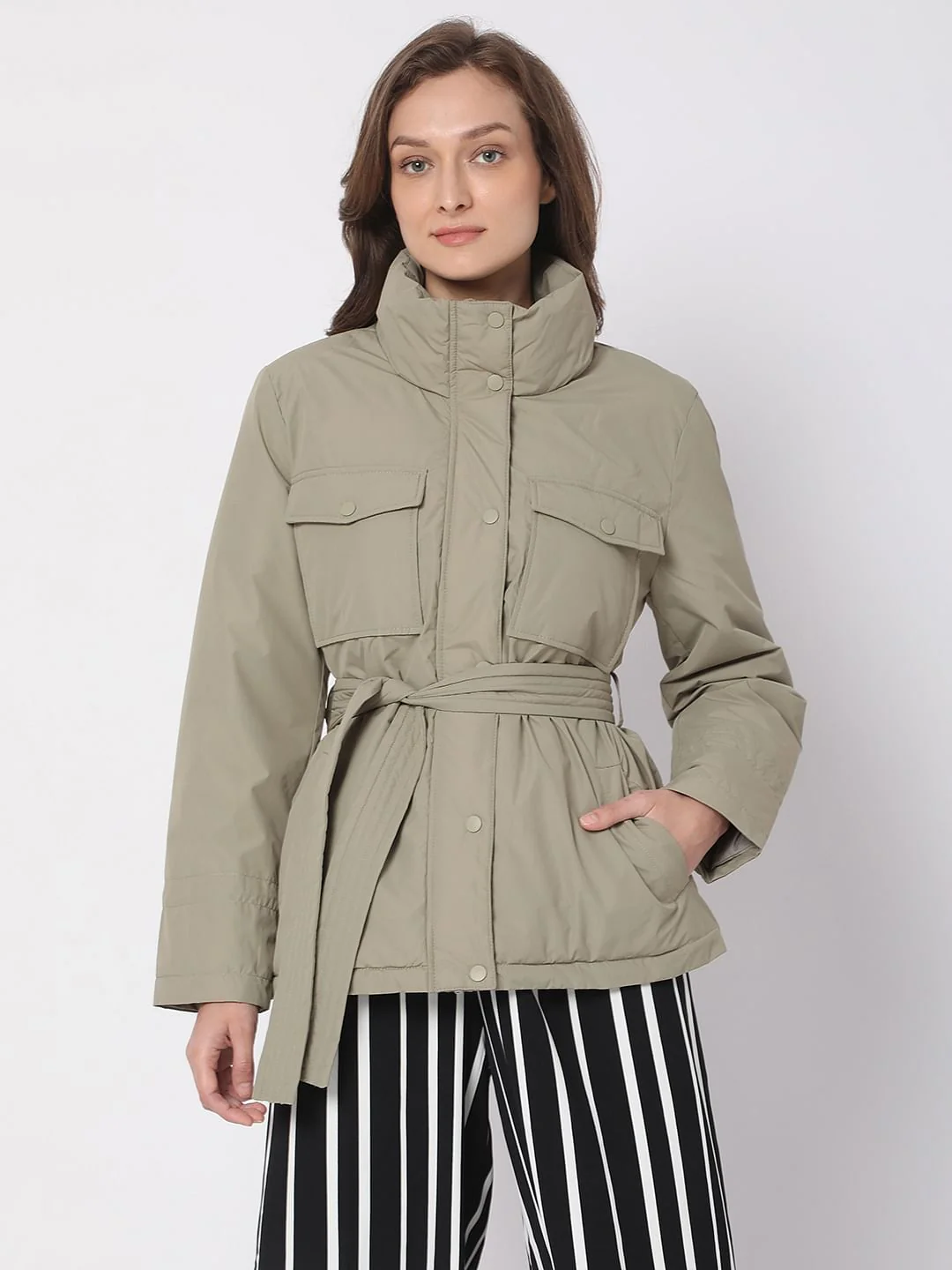 Grey High Neck Jacket - Image 2