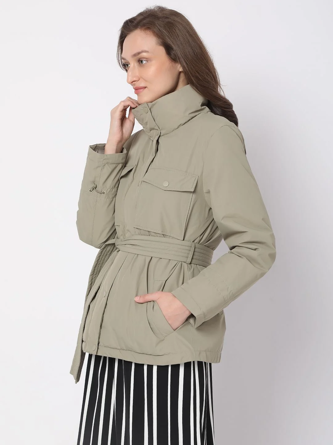 Grey High Neck Jacket - Image 3
