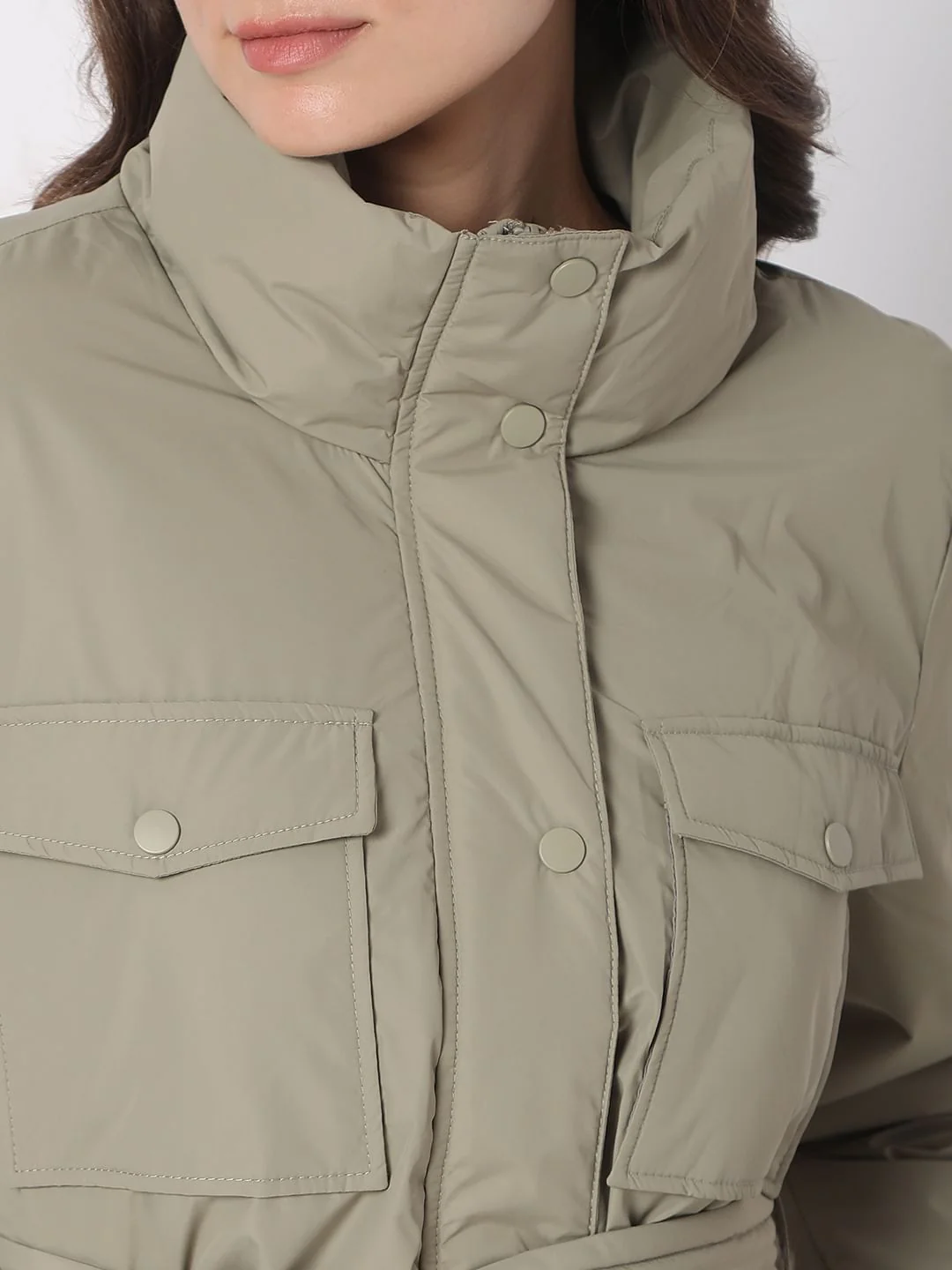 Grey High Neck Jacket - Image 6
