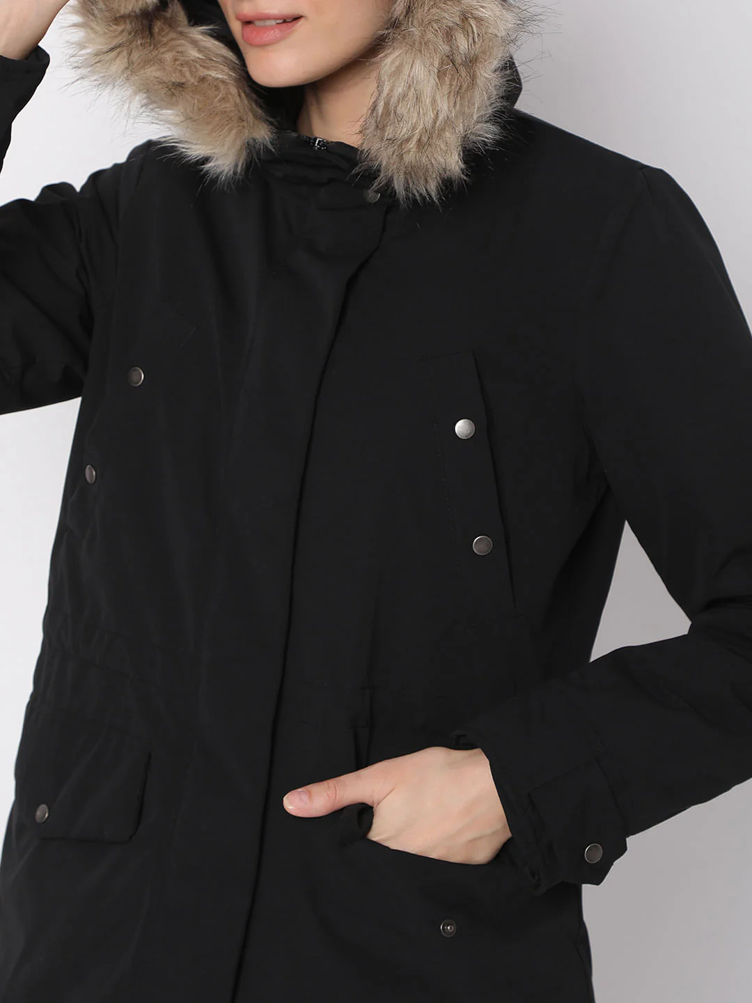 Black Hooded Parka Jacket - Image 6