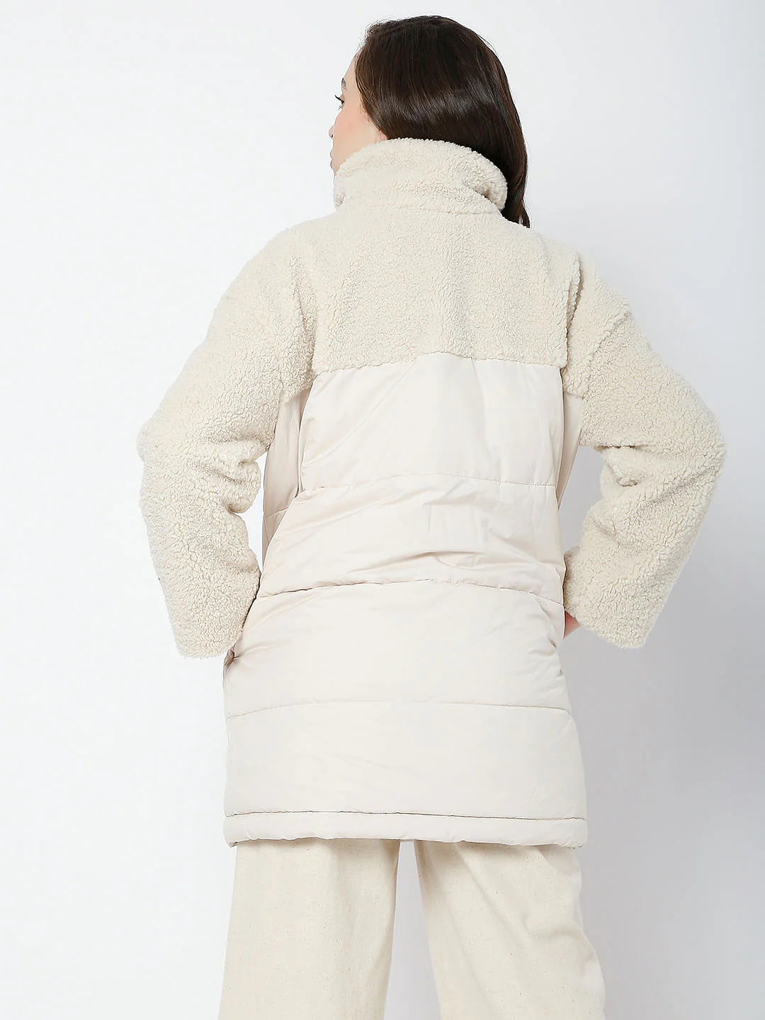 White High Neck Long Jacket - Image 4