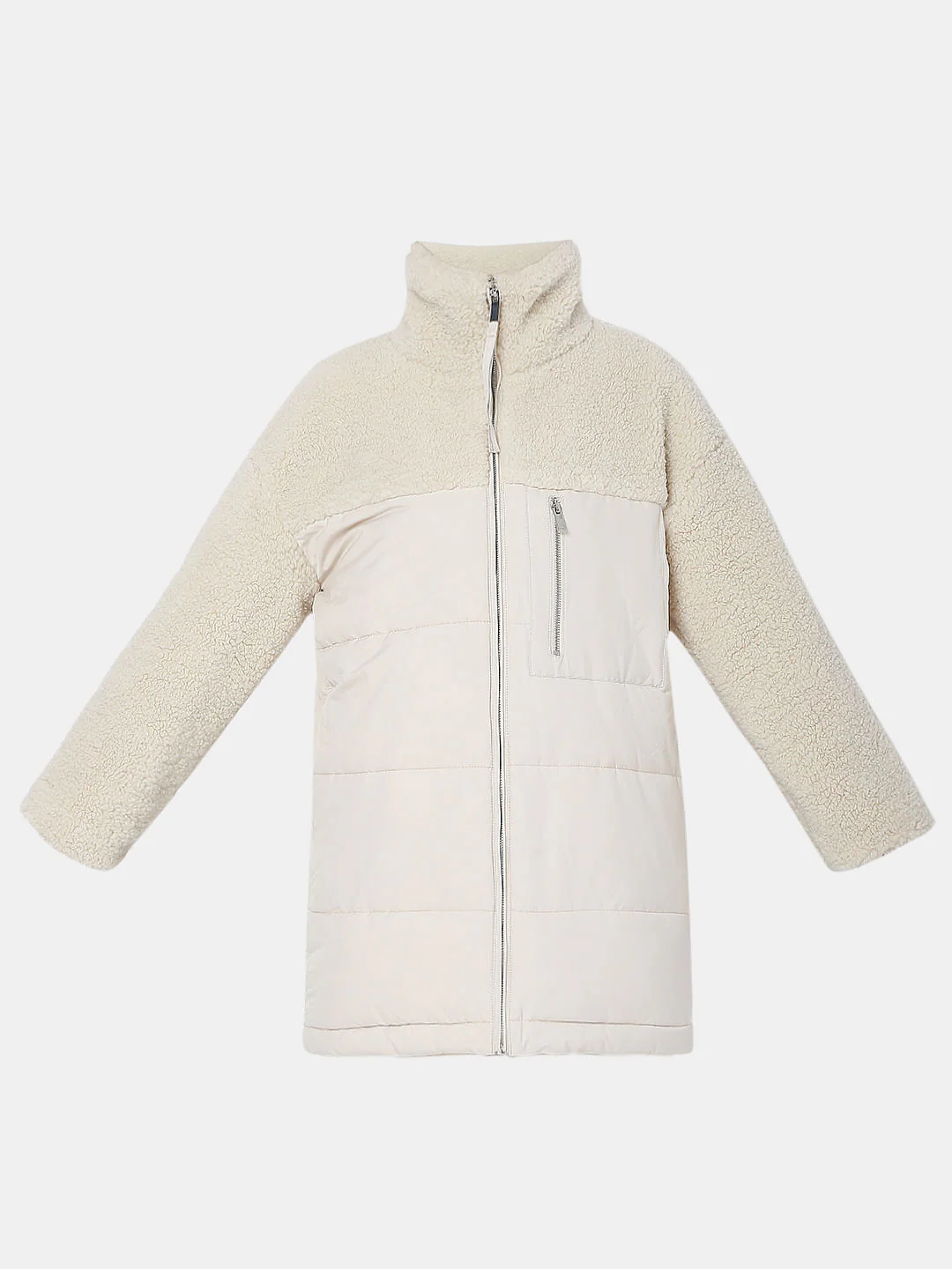 White High Neck Long Jacket - Image 7