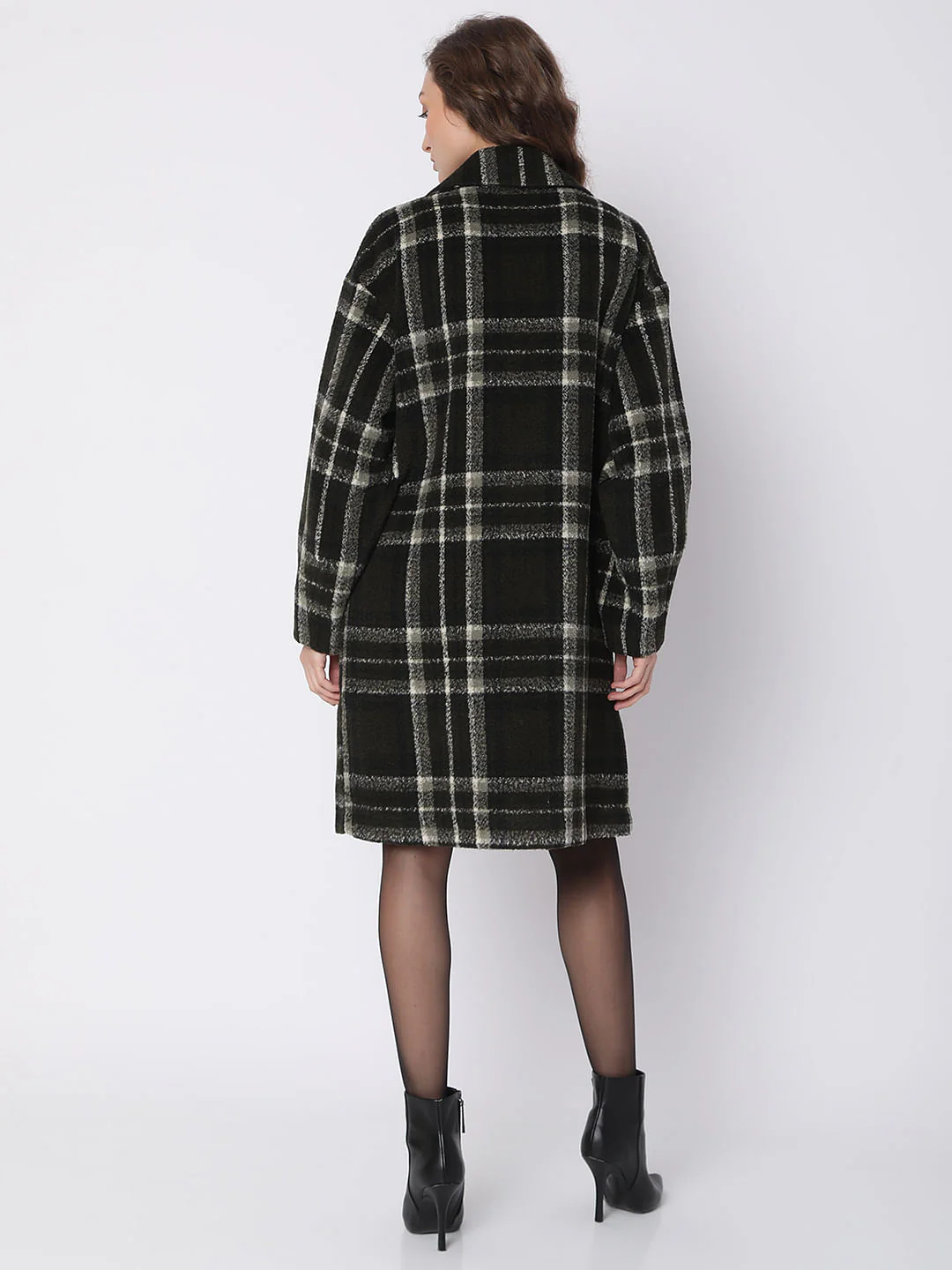 Black Check Long Coat - Image 4