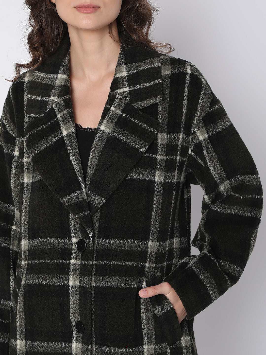 Black Check Long Coat - Image 5
