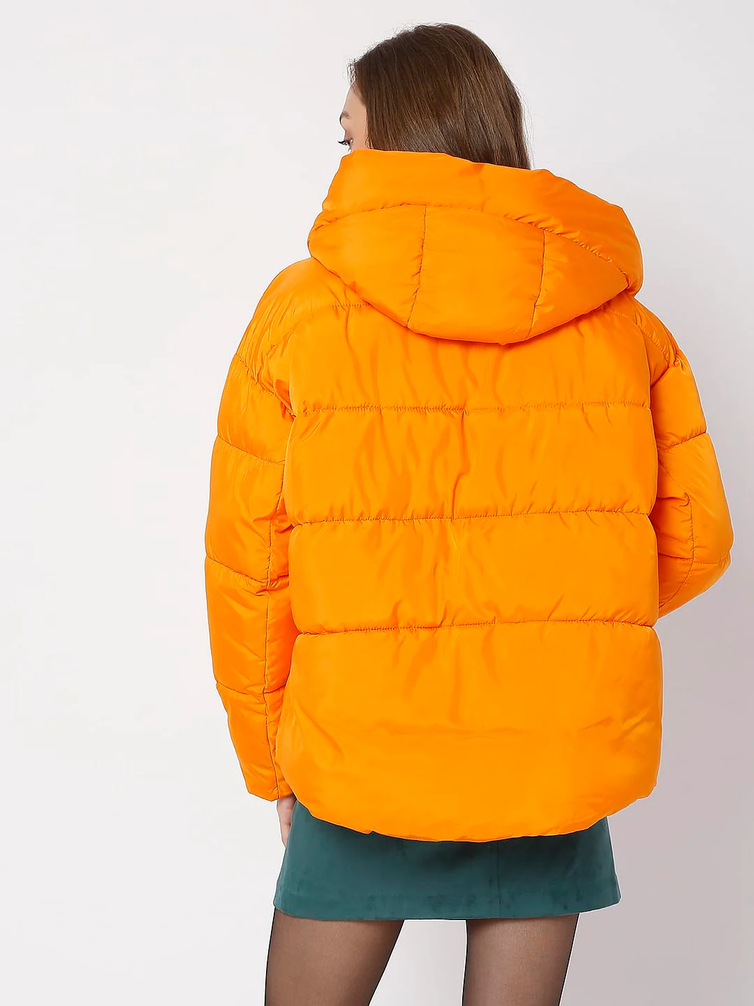 Orange Hooded Puffer Jacket - Image 4