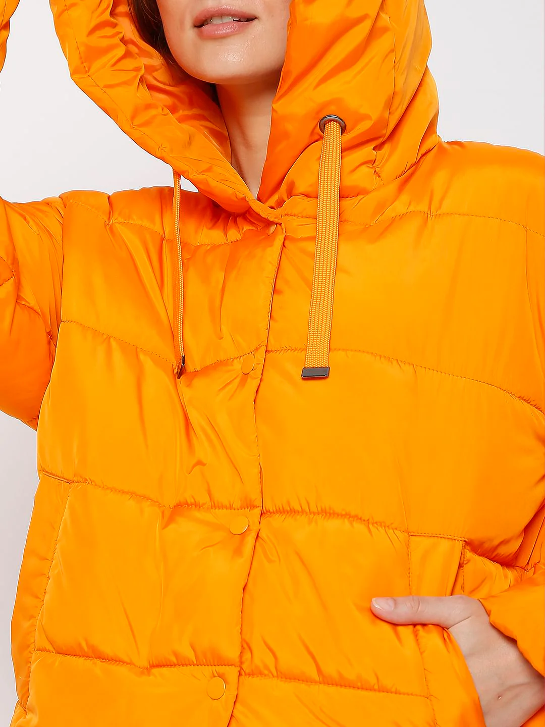 Orange Hooded Puffer Jacket - Image 6
