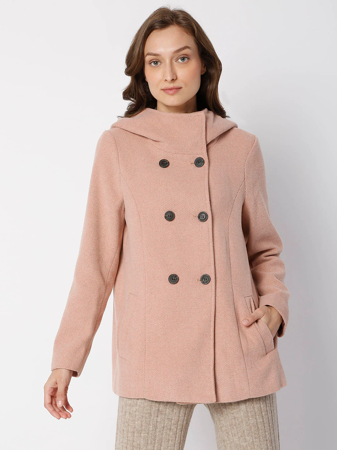 Pink High Neck Hooded Jacket - Image 2