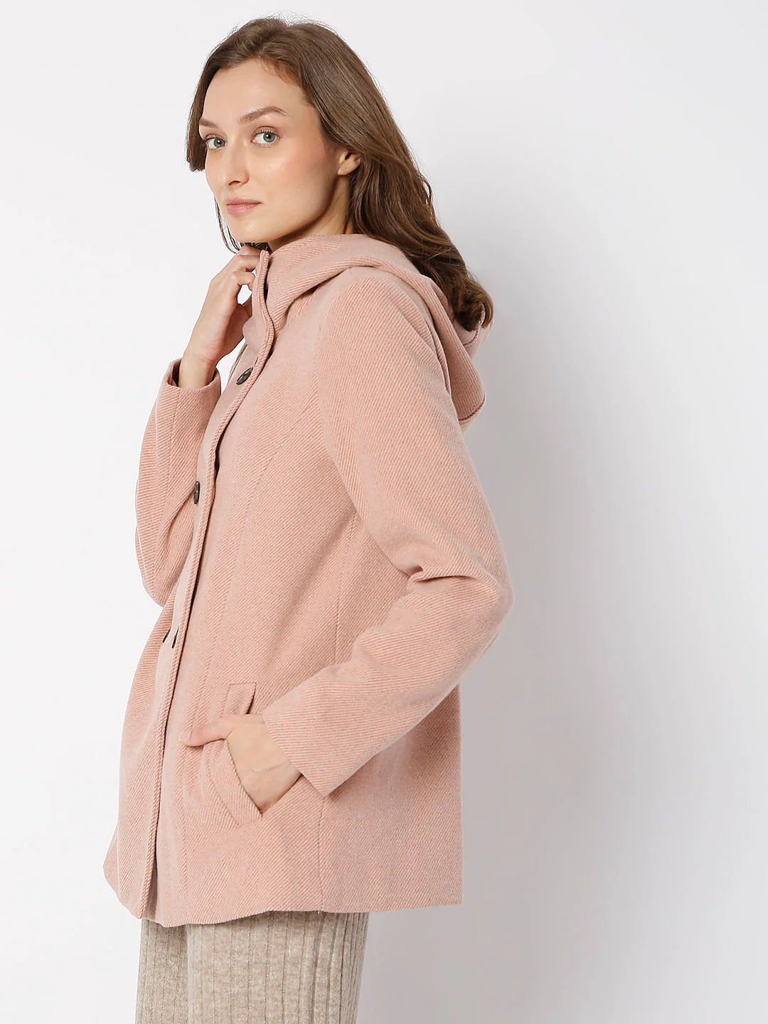 Pink High Neck Hooded Jacket - Image 3