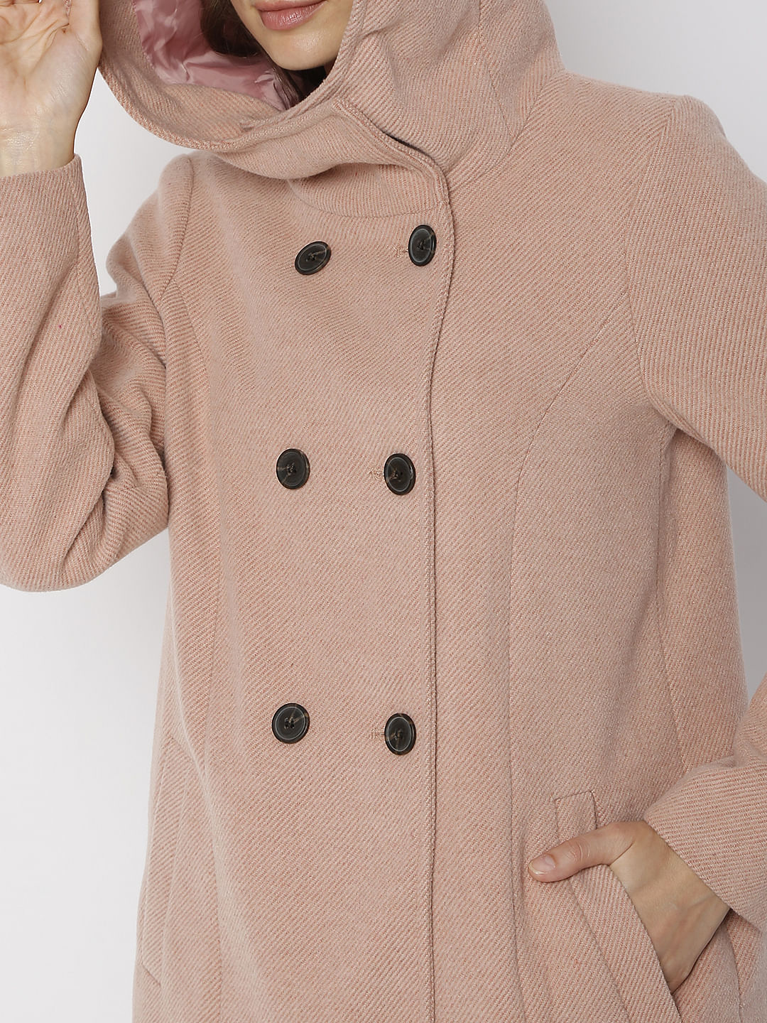 Pink High Neck Hooded Jacket - Image 6