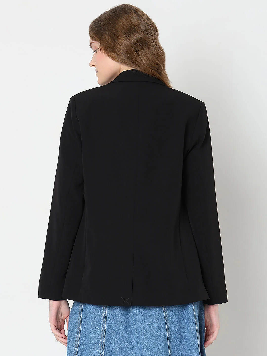 Black Animal Print Detail Blazer - Image 4