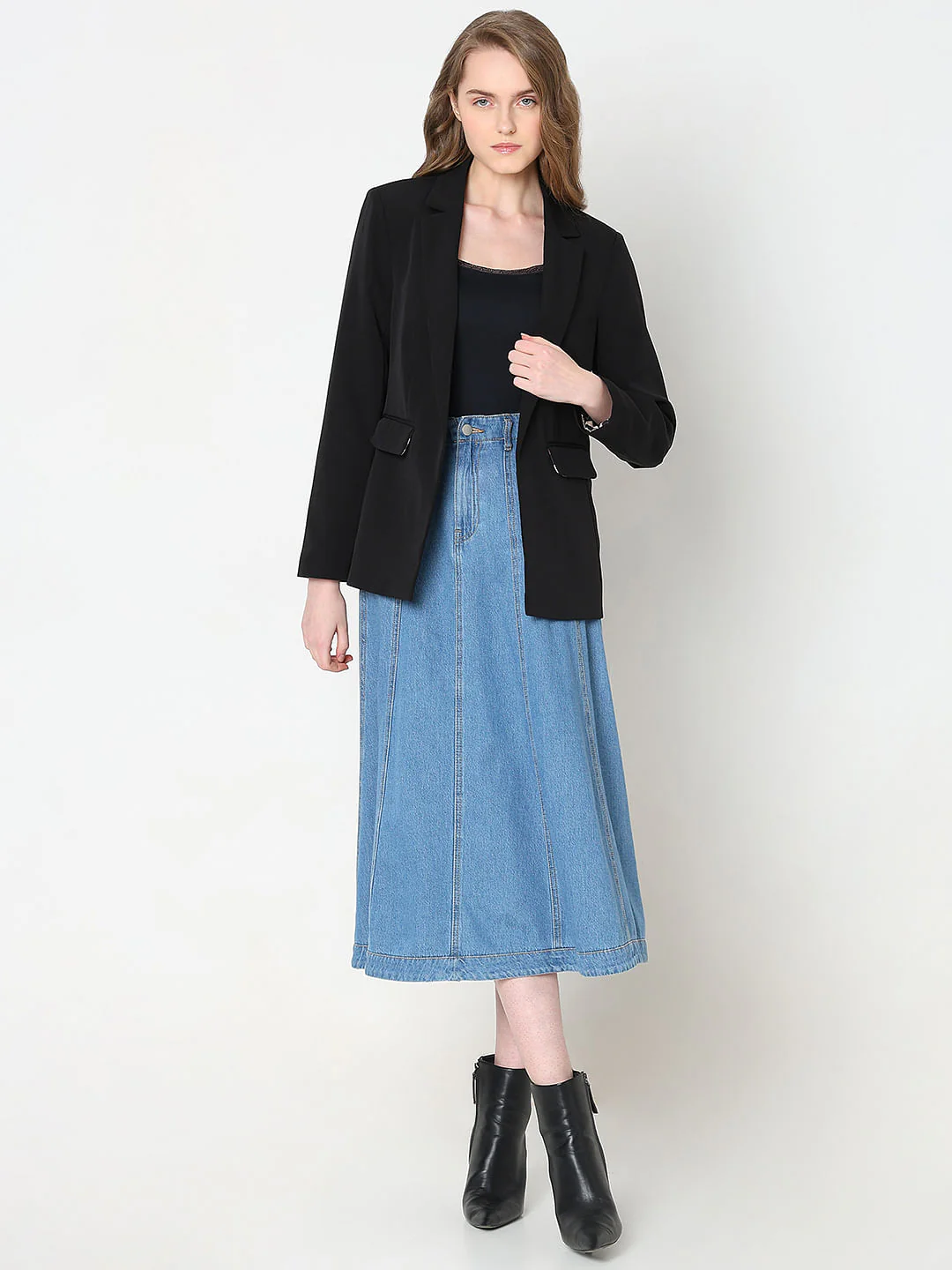 Black Animal Print Detail Blazer - Image 5