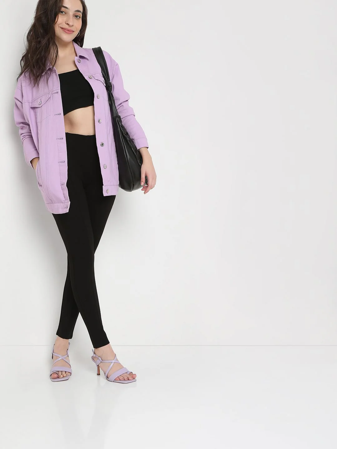 Black High Rise Panelled Jeggings - Image 2