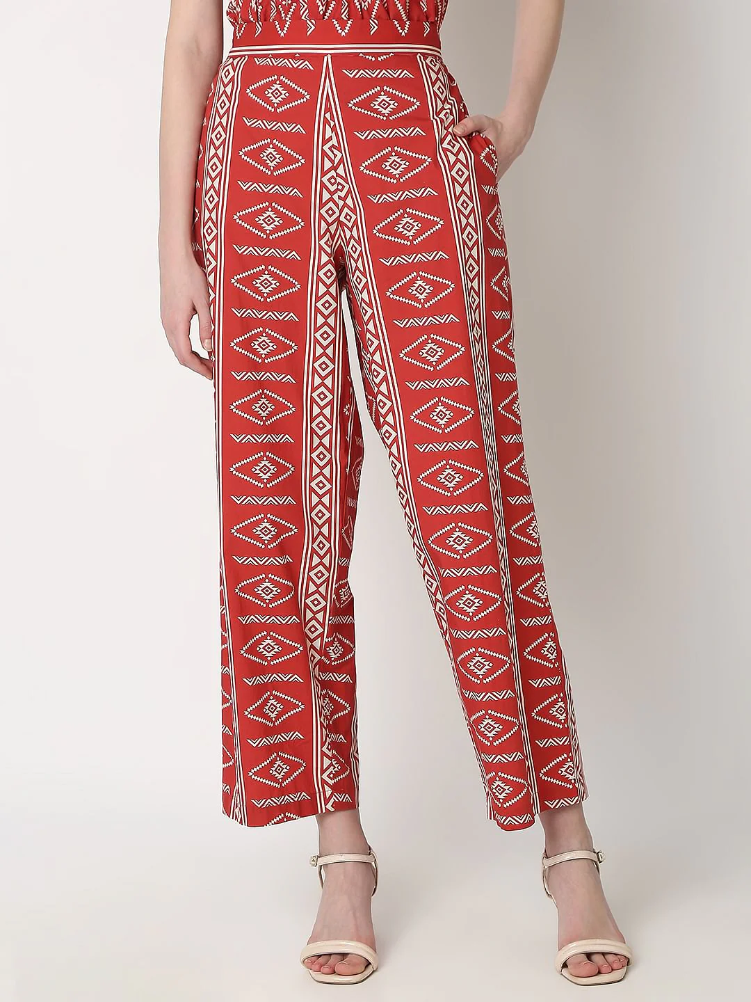 Rust Red Printed Co-Ord Set Pants - Image 2