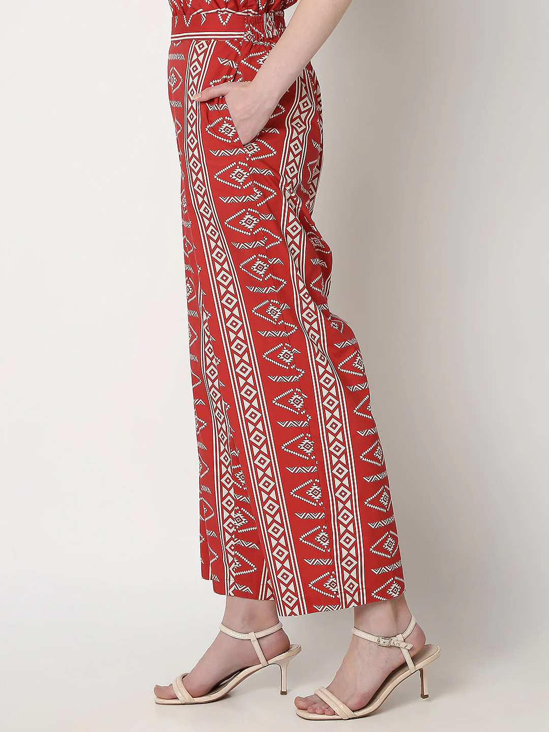 Rust Red Printed Co-Ord Set Pants - Image 3