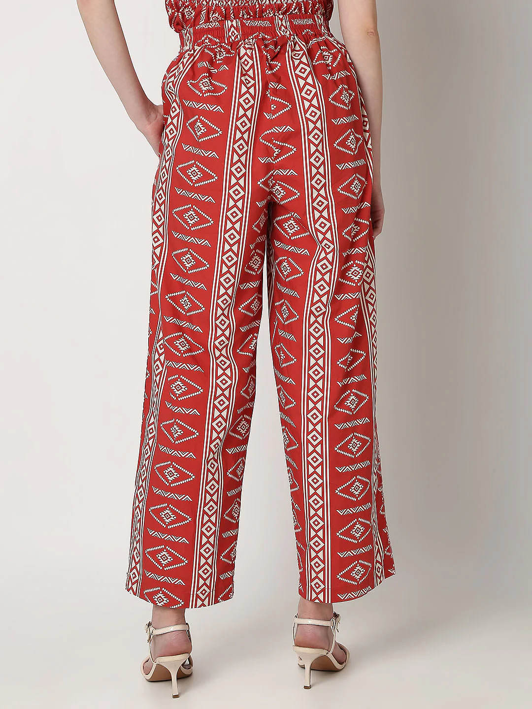 Rust Red Printed Co-Ord Set Pants - Image 4