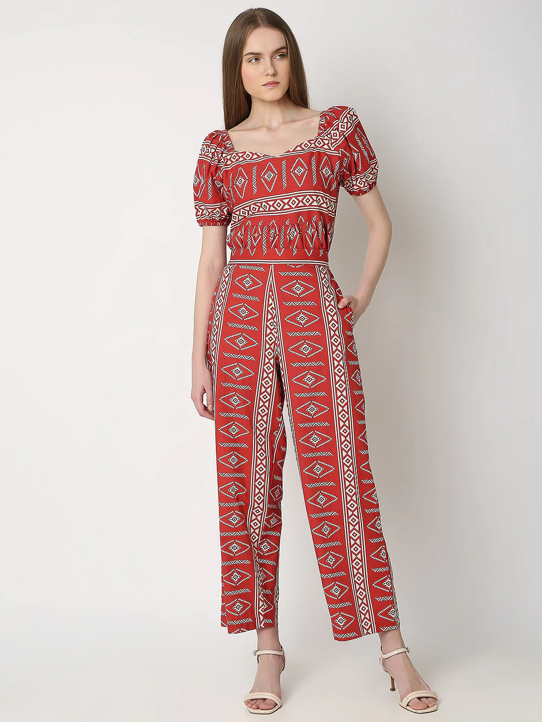 Rust Red Printed Co-Ord Set Pants - Image 5
