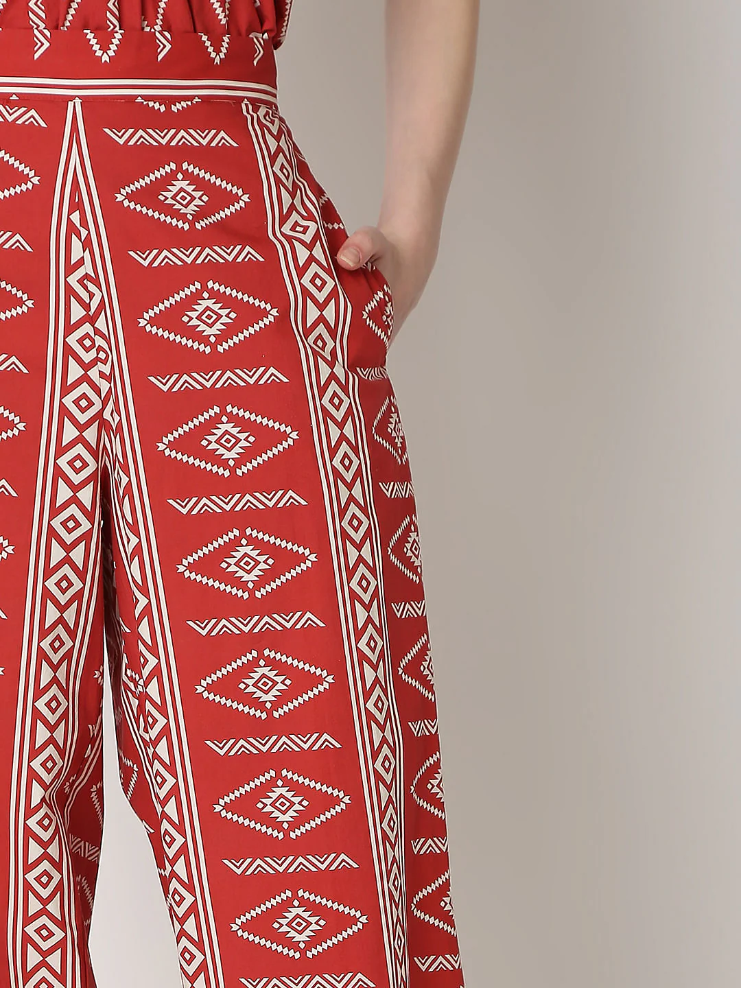 Rust Red Printed Co-Ord Set Pants - Image 6