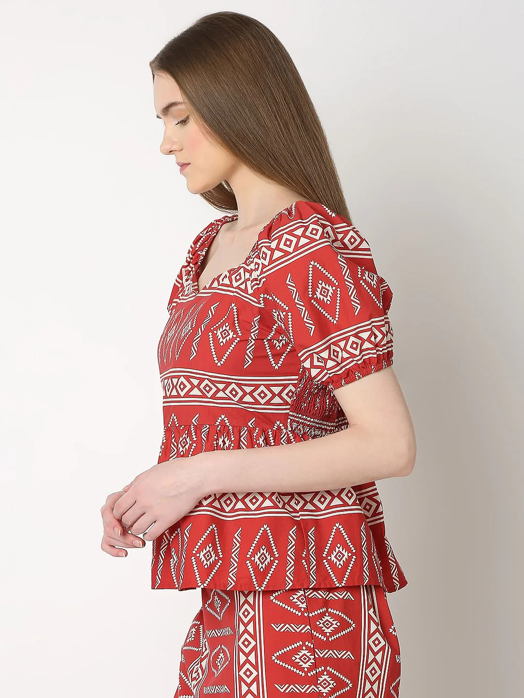 Rust Red Printed Co-Ord Set Top - Image 3
