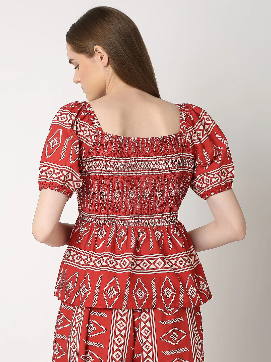 Rust Red Printed Co-Ord Set Top - Image 4