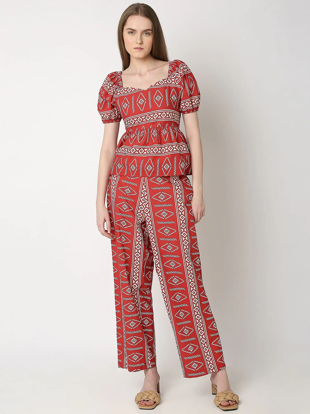 Rust Red Printed Co-Ord Set Top - Image 5