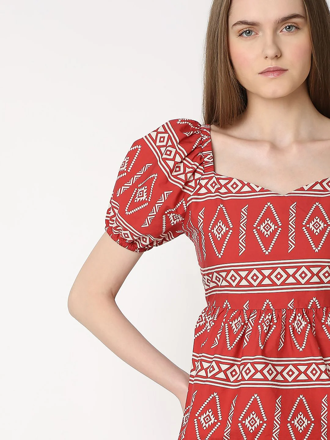 Rust Red Printed Co-Ord Set Top - Image 6