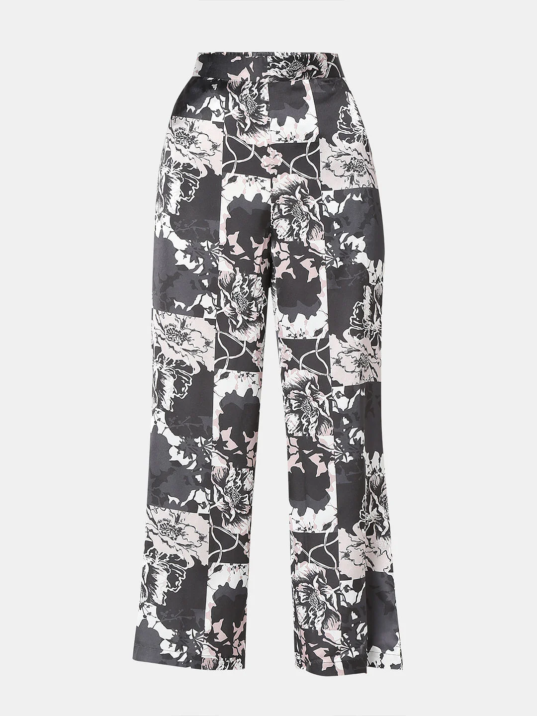 Black Floral Wide Leg Pants - Image 7