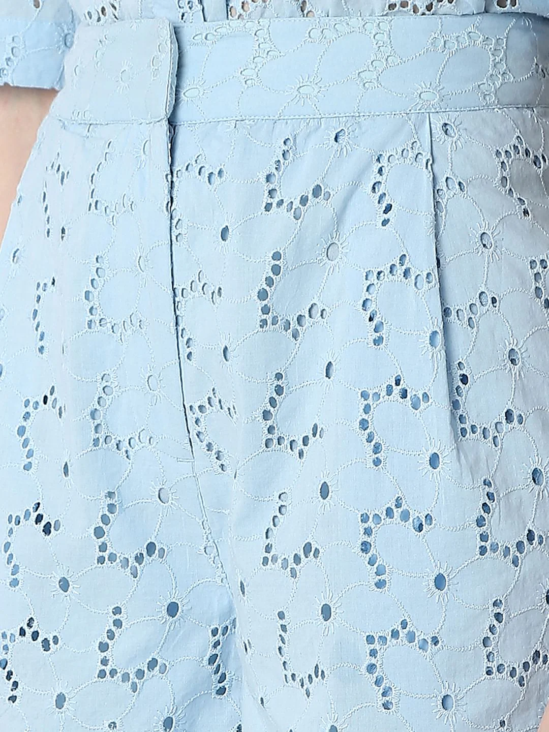 Blue Schiffli Co-Ord Set Shorts - Image 8