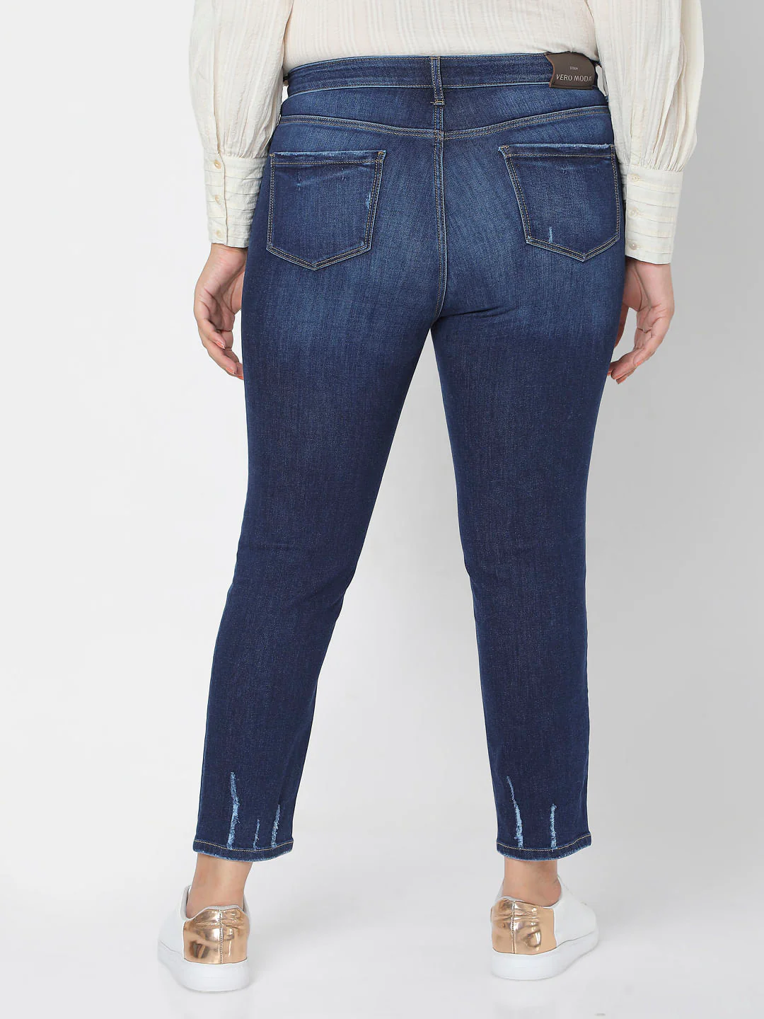 Blue Dark Blue High Rise Ripped Skinny Jeans - Image 4