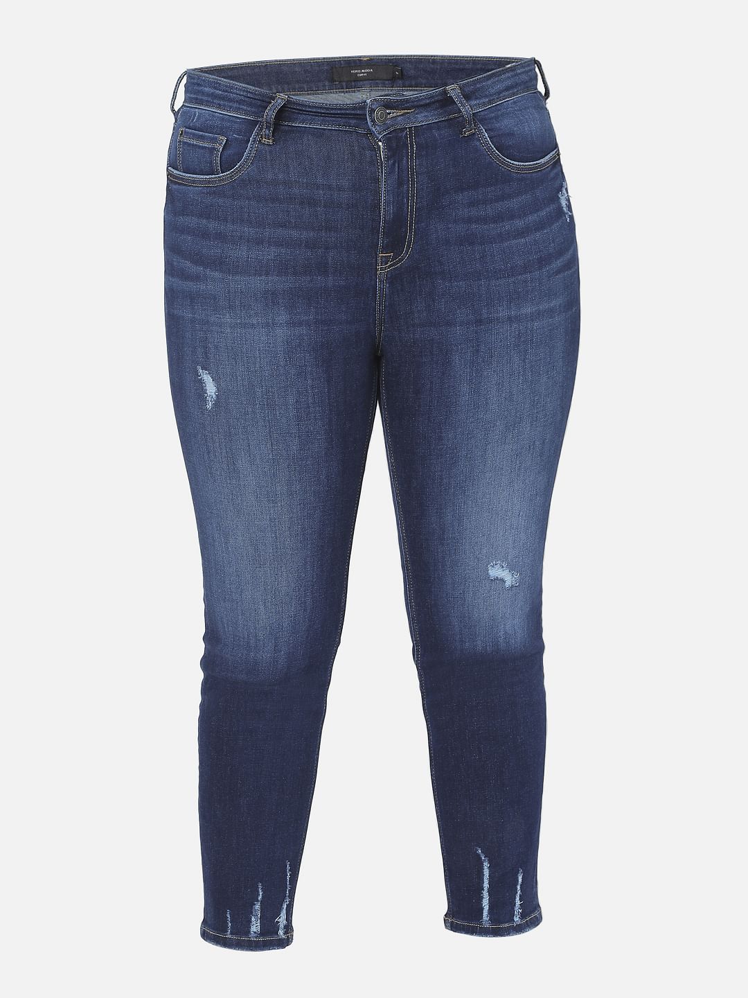 Blue Dark Blue High Rise Ripped Skinny Jeans - Image 7