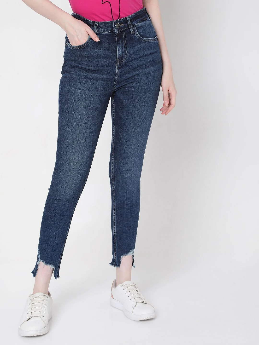 Dark Blue High Rise Skinny Jeans - Image 2