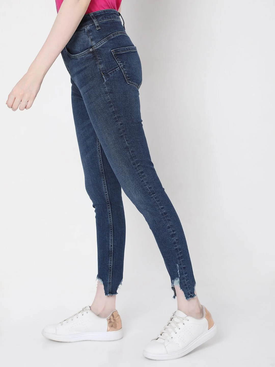 Dark Blue High Rise Skinny Jeans - Image 3
