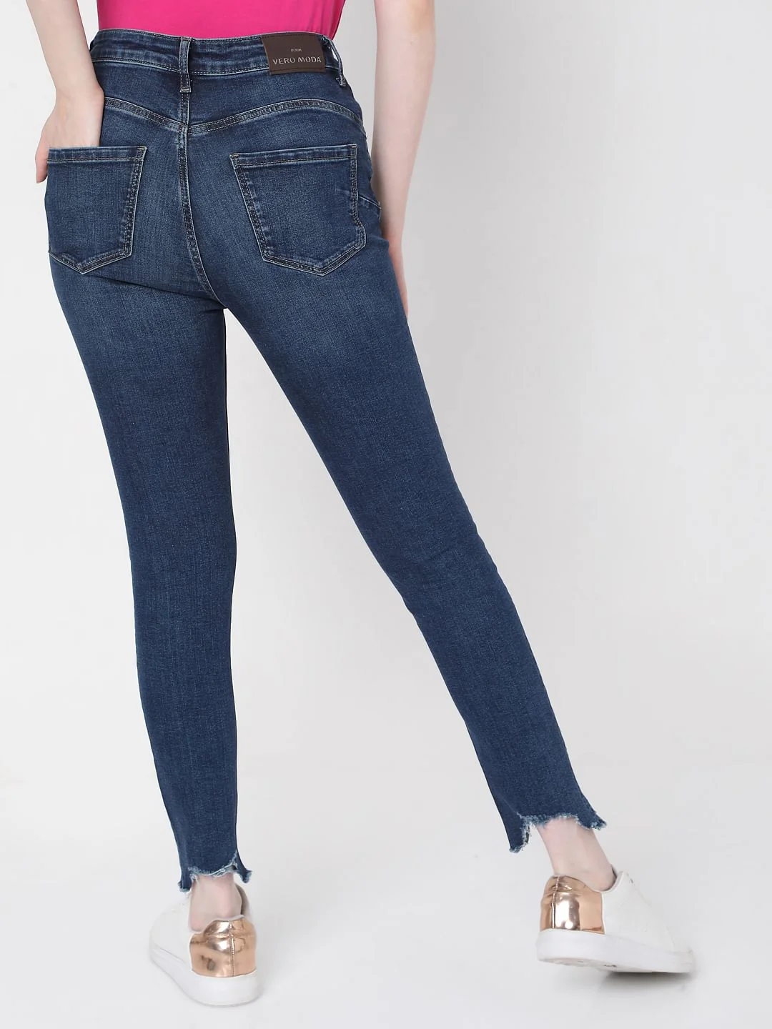 Dark Blue High Rise Skinny Jeans - Image 4