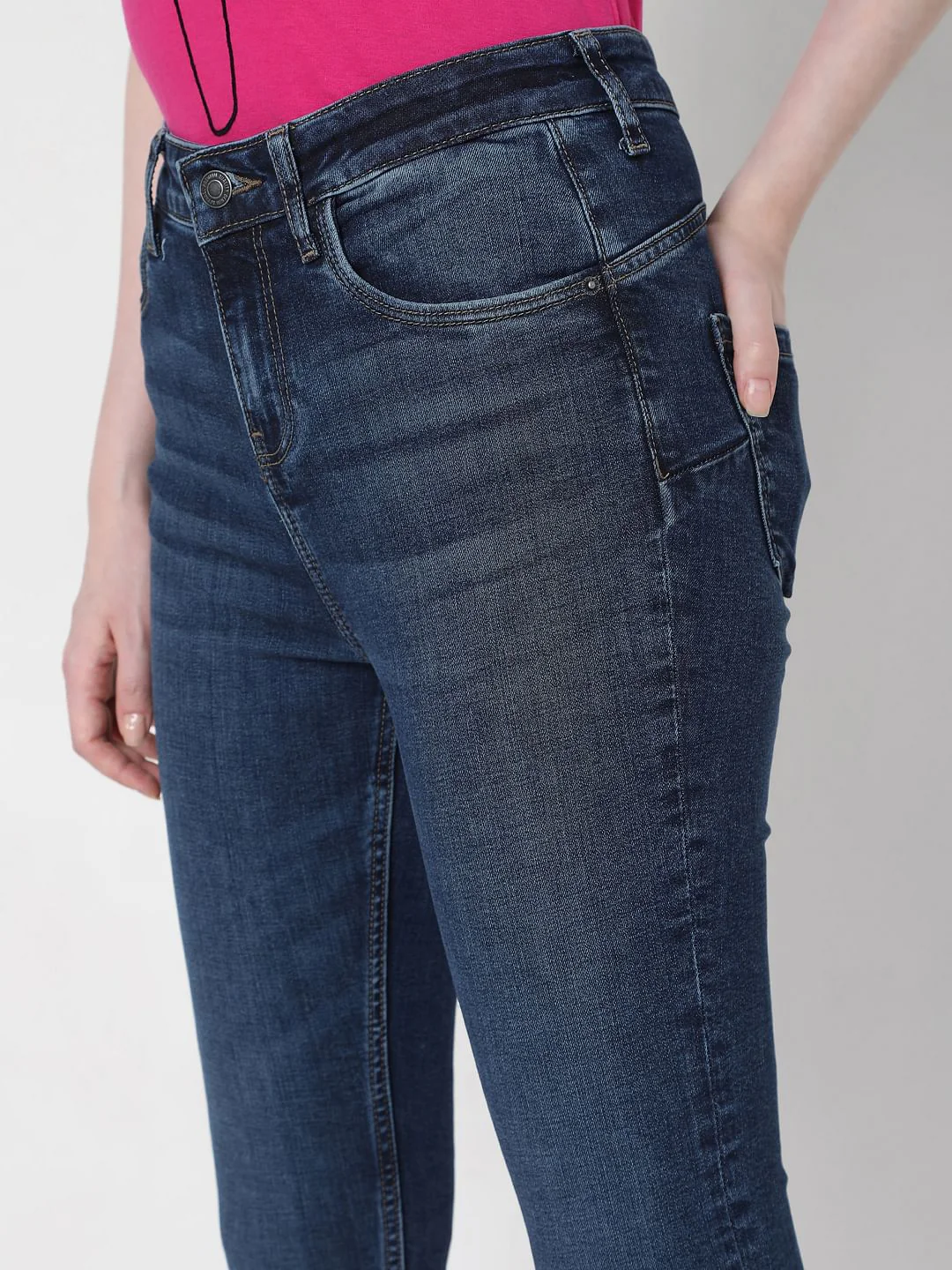 Dark Blue High Rise Skinny Jeans - Image 5