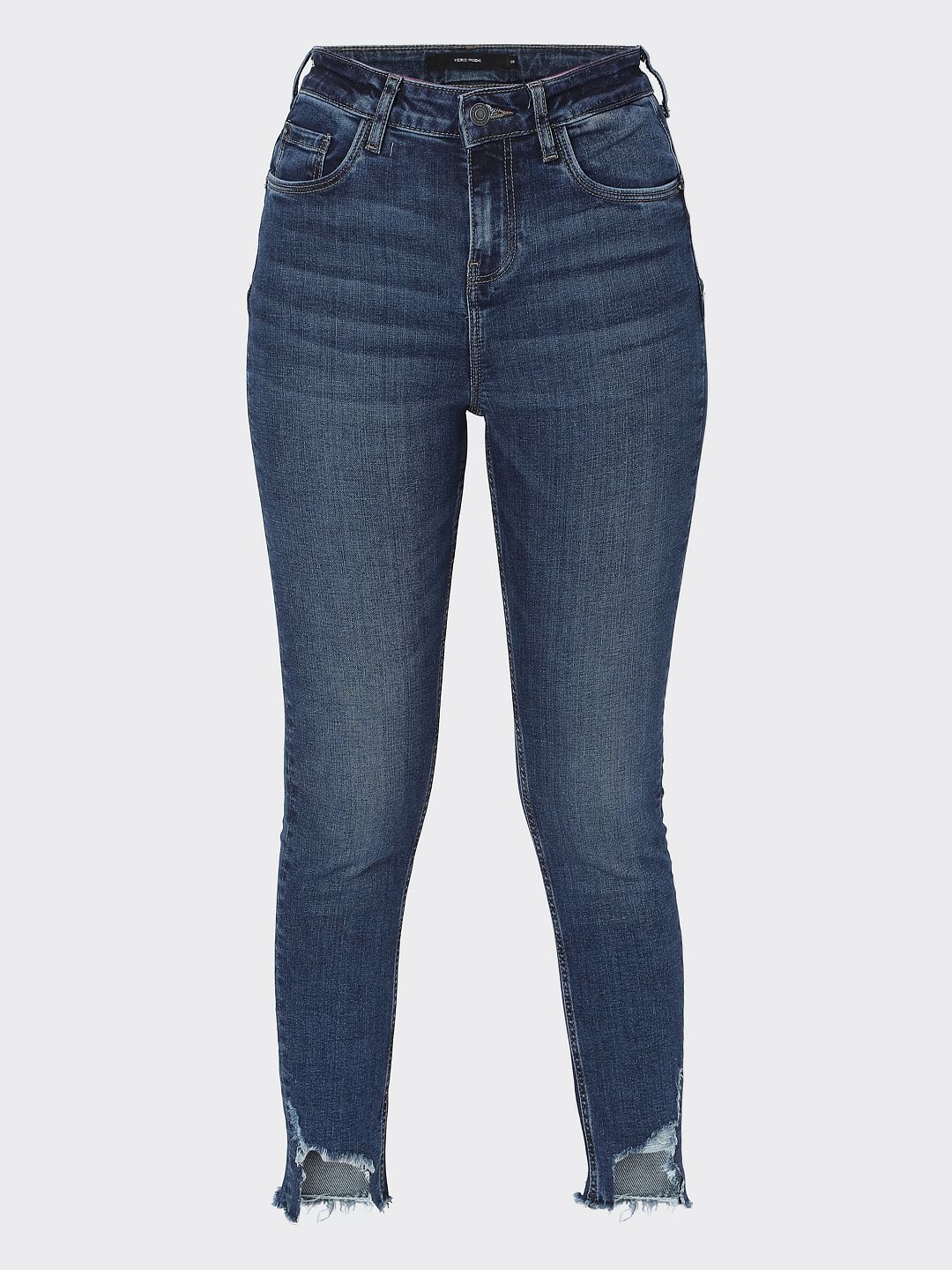 Dark Blue High Rise Skinny Jeans - Image 7